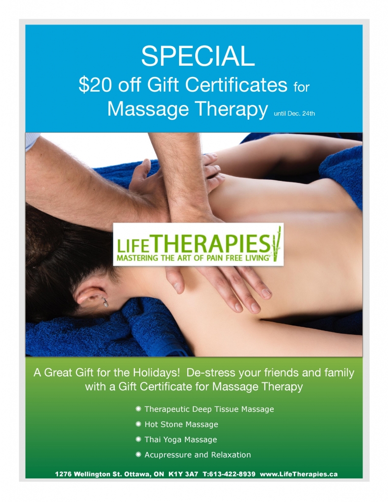 Life Therapies Ottawa Fall 2015 Massage Therapy Promotion